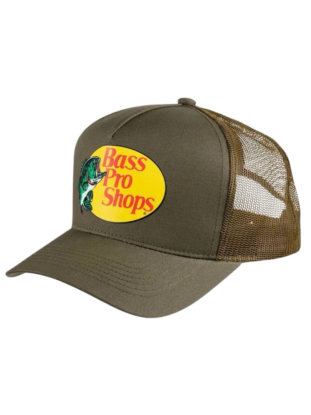 NWT BASS PRO SHOPS Olive green mesh snap back trucker hat new with tags OSFM